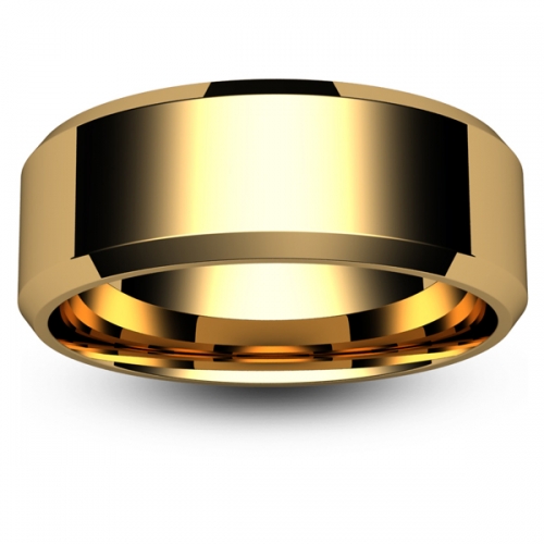 Flat Court Chamfered Edge - 8mm (CEI8-Y) Yellow Gold Wedding Ring